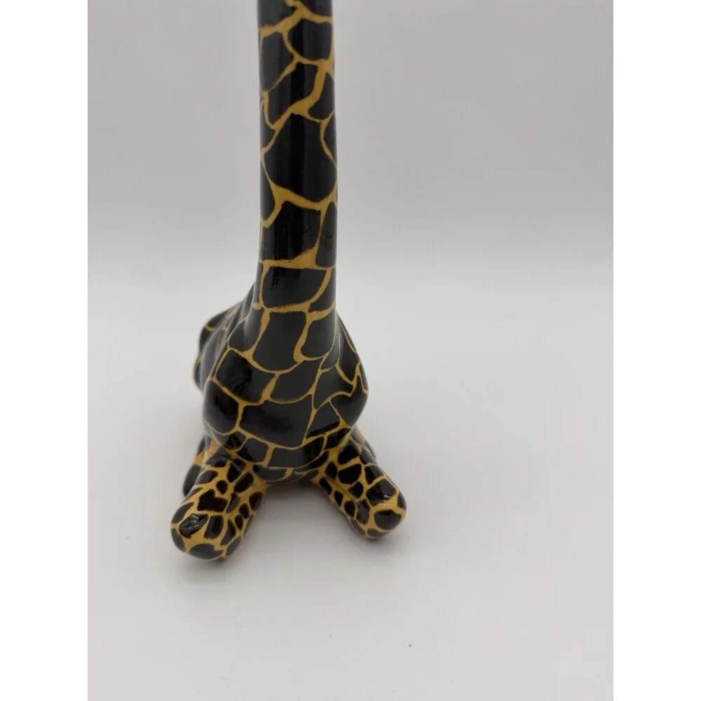 Studio Art Pottery Ceramic Giraffe Painted 10” Sculpture Signed Vintage Rare